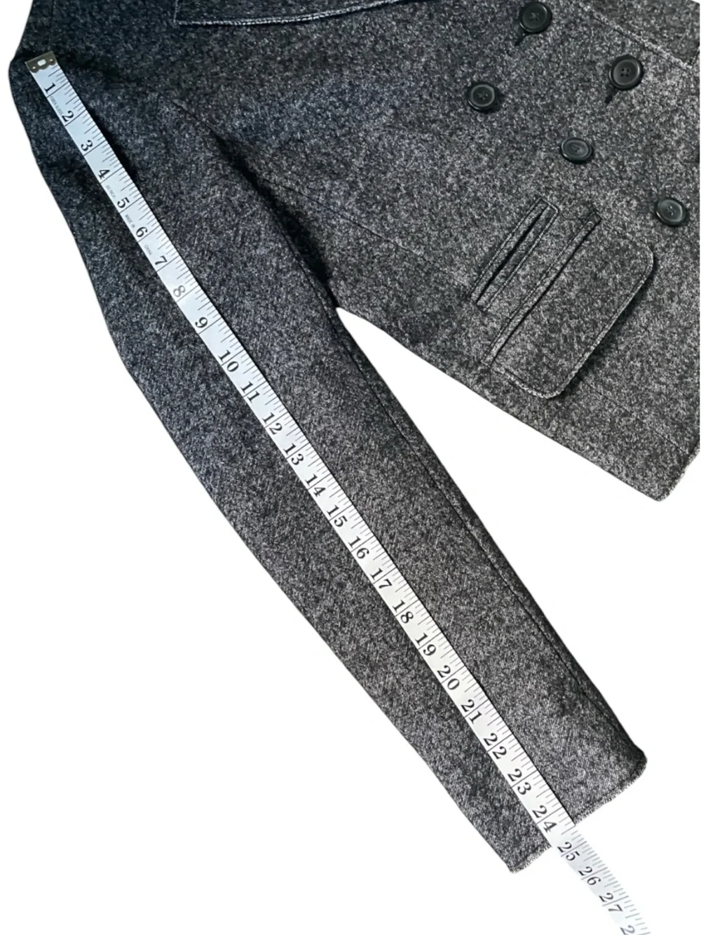 J. Crew Thandie Marled Charcoal Gray Double-Breasted Wool Blend Blazer Sz 8